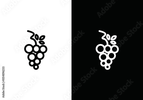 simple wine logo design with modern line style, simple wine logo in black and white