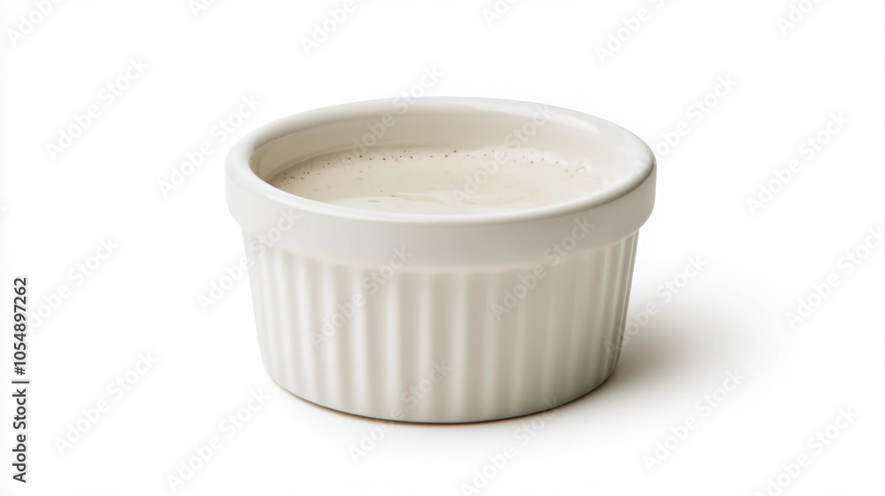 White ramiken with white sauce White ramiken with white sauce