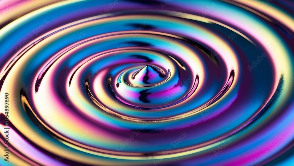 Rippling rainbow pools in glossy, metallic texture. Created with Generative AI Technology Rippling rainbow pools in glossy, metallic texture. Created with Generative AI Technology