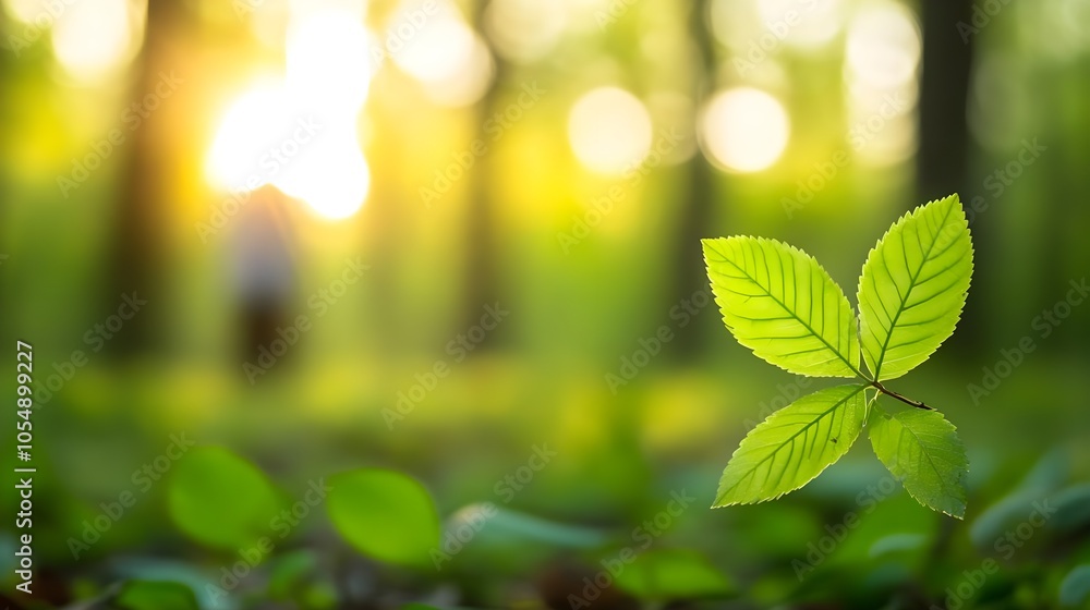 Obraz premium Green Leaf Sunlight Forest