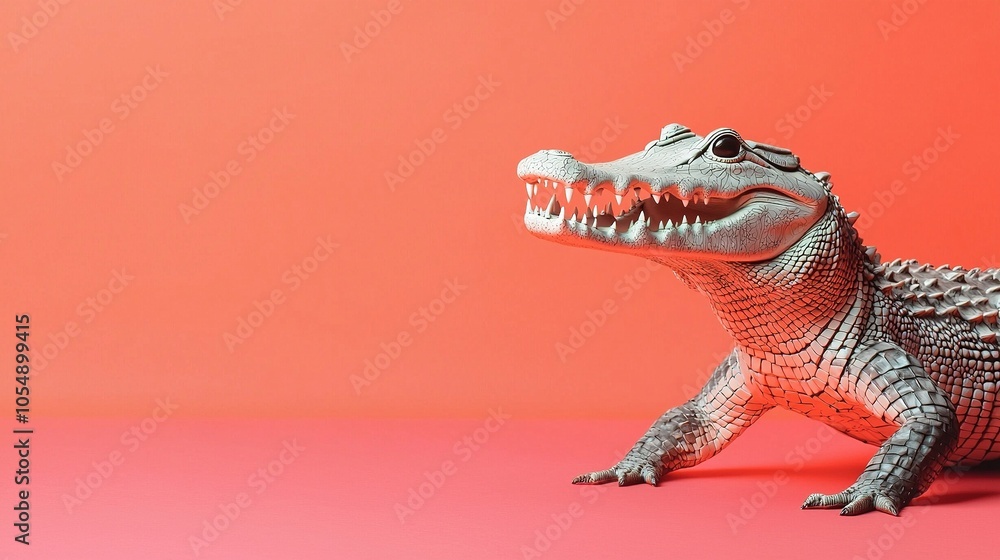 White Alligator on Pink Background