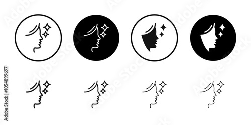 Glowing skin icon Flat simple outline set