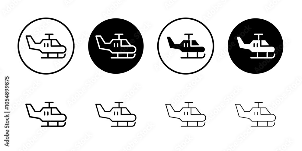 Helicopter icon Flat simple outline set Helicopter icon Flat simple outline set