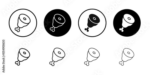 Meat icon Flat simple outline set
