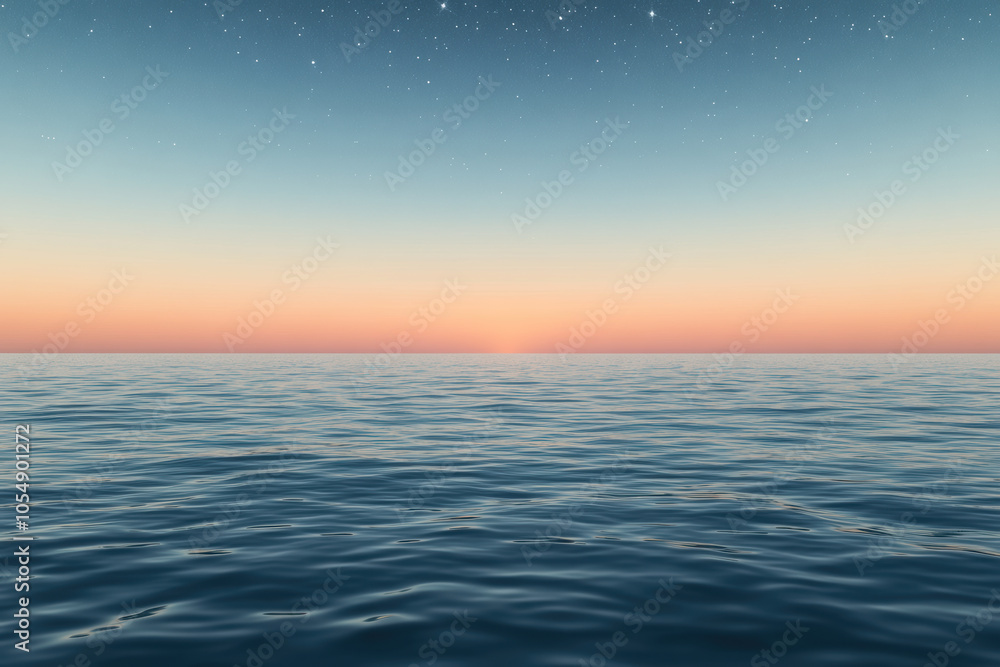 Serene ocean horizon at dusk with calm and peaceful atmosphere Serene ocean horizon at dusk with calm and peaceful atmosphere