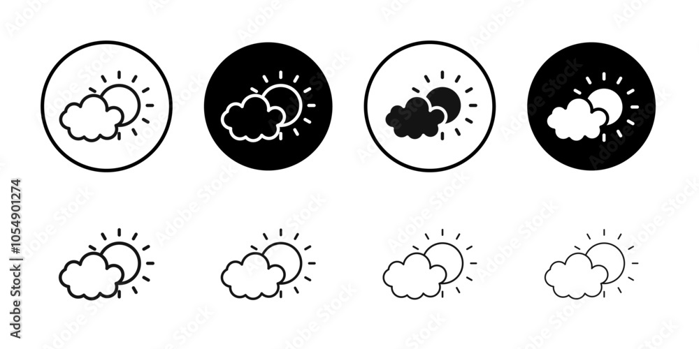 Partially cloudy icon Flat simple outline set Partially cloudy icon Flat simple outline set