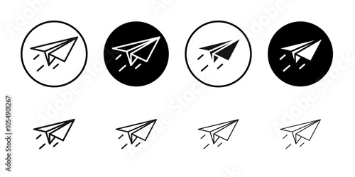 Paper plane icon Flat simple outline set