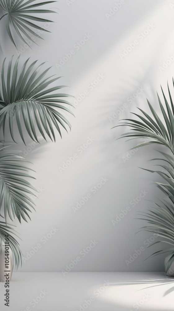 Light gray walls highlighted by a variety of palm leaves in stylish frames, bringing a touch of nature indoors while maintaining elegance. Light gray walls highlighted by a variety of palm leaves in stylish frames, bringing a touch of nature indoors while maintaining elegance.
