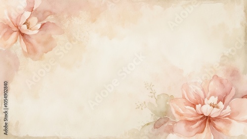 Vintage-inspired watercolor wash in soft, faded peach, blush, and ivory tones. Created with generative AI technology
