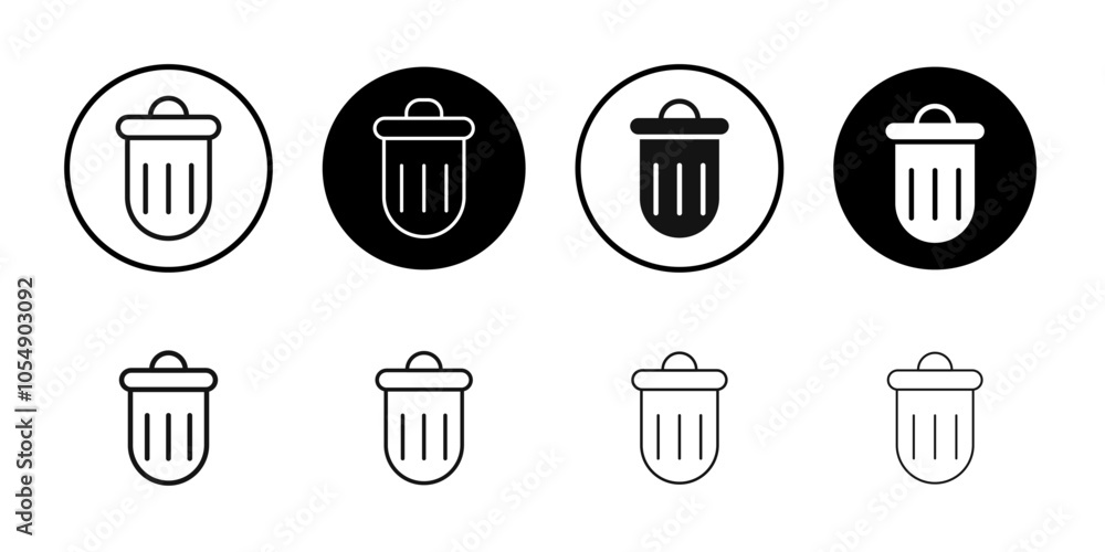 Trash Bin icon Flat simple outline set Trash Bin icon Flat simple outline set