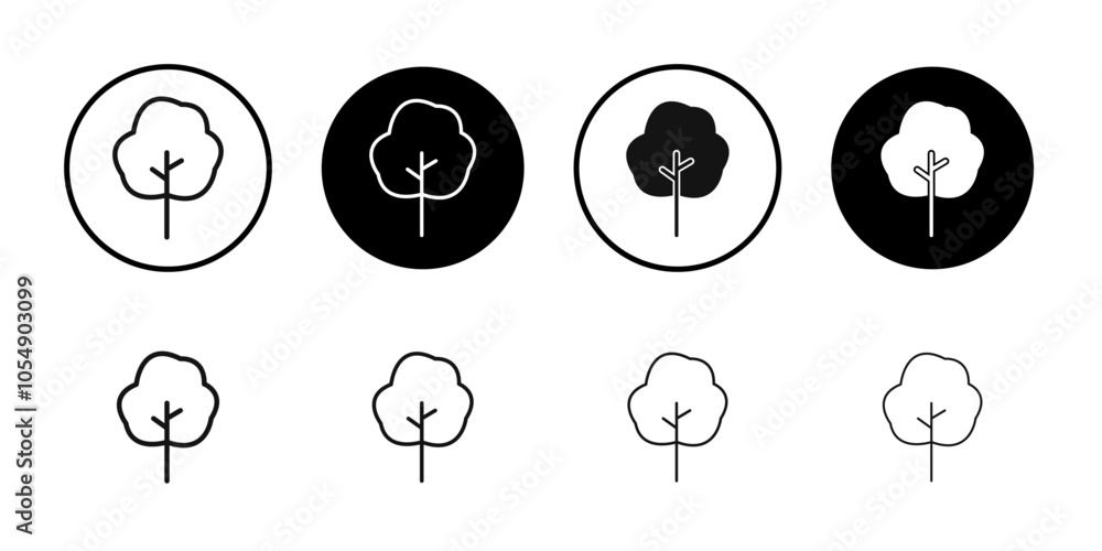 Tree icon Flat simple outline set Tree icon Flat simple outline set