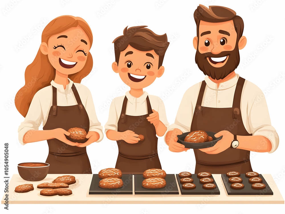 Flat Glossy Kitchen Island Family Baking Scene, Vector Illustration of Family Baking Cookies Together on Kitchen Island, Happy Faces Mixing Ingredients, Ideal for Branding and Marketing Flat Glossy Kitchen Island Family Baking Scene, Vector Illustration of Family Baking Cookies Together on Kitchen Island, Happy Faces Mixing Ingredients, Ideal for Branding and Marketing