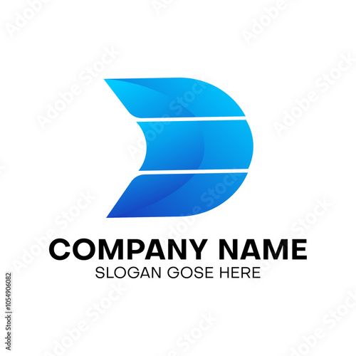 Modern colorful blue letter d logo design 