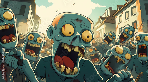 Zombie horde cartoon illustration. Zombie Horde. Illustration photo