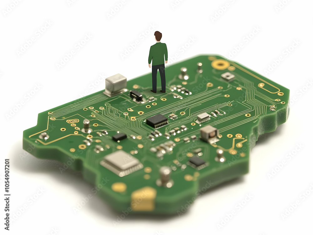 Flat Hovering Circuit Board with Floating Data Streams - Concept Illustrating Digital Technologies, Skill Building, Future Innovation for Tech Infographics - Simple Vector Illustration on White Backgr Flat Hovering Circuit Board with Floating Data Streams - Concept Illustrating Digital Technologies, Skill Building, Future Innovation for Tech Infographics - Simple Vector Illustration on White Backgr