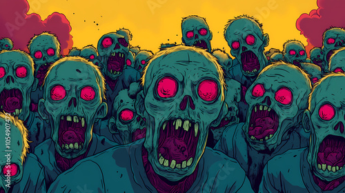 Zombie horde cartoon illustration. Zombie Horde. Illustration photo