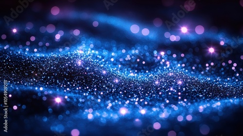 Abstract Blue and Purple Glitter Background with Bokeh Lights