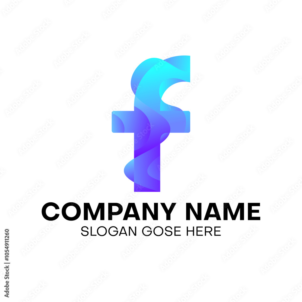 Modern colorful blue letter f logo design Modern colorful blue letter f logo design