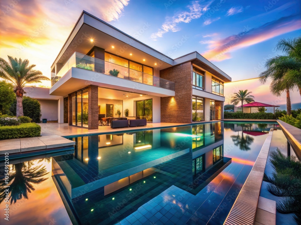 Modern Luxury Villa Reflection in Elegant Swimming Pool – Tranquil Waters, Architectural Design, Peaceful Living, Contemporary Aesthetics, Serene Atmosphere, Outdoor Oasis Modern Luxury Villa Reflection in Elegant Swimming Pool – Tranquil Waters, Architectural Design, Peaceful Living, Contemporary Aesthetics, Serene Atmosphere, Outdoor Oasis