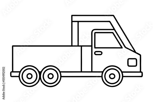 Mobile crane machine vector line art icon.