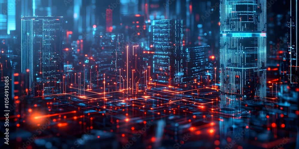 Futuristic Quantum City With Sleek Holographic Data Flow and Radiant Energy Fields Futuristic Quantum City With Sleek Holographic Data Flow and Radiant Energy Fields