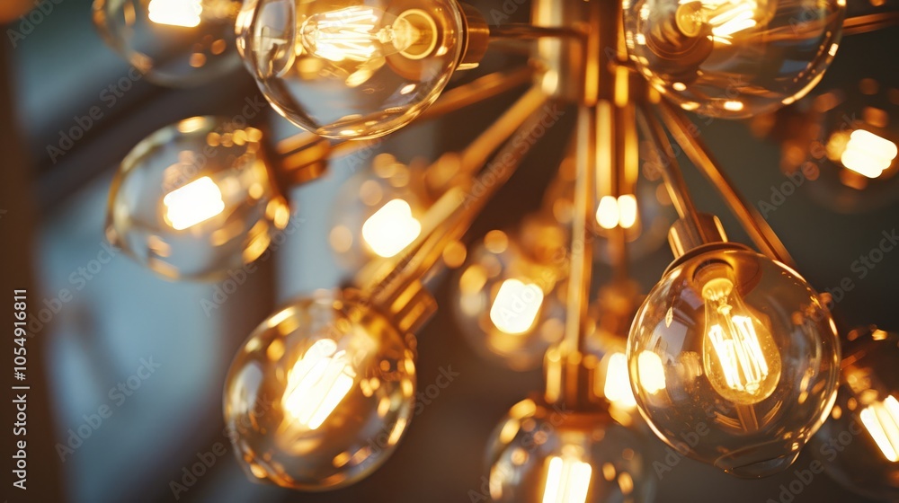 A chandelier with multiple bulbs, casting elegant light patterns A chandelier with multiple bulbs, casting elegant light patterns
