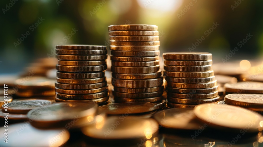 Business Management with Coins in Natural Light Business Management with Coins in Natural Light