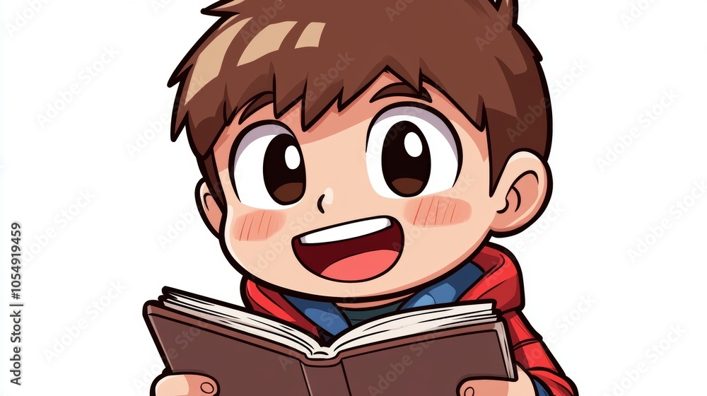 Happy Cartoon Boy Reading Book Education Knowledge Learning Illustration Happy Cartoon Boy Reading Book Education Knowledge Learning Illustration
