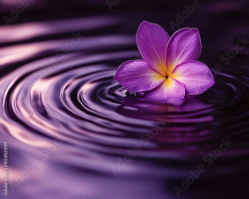 cosmic power wave flora Purple flower floating on water surface