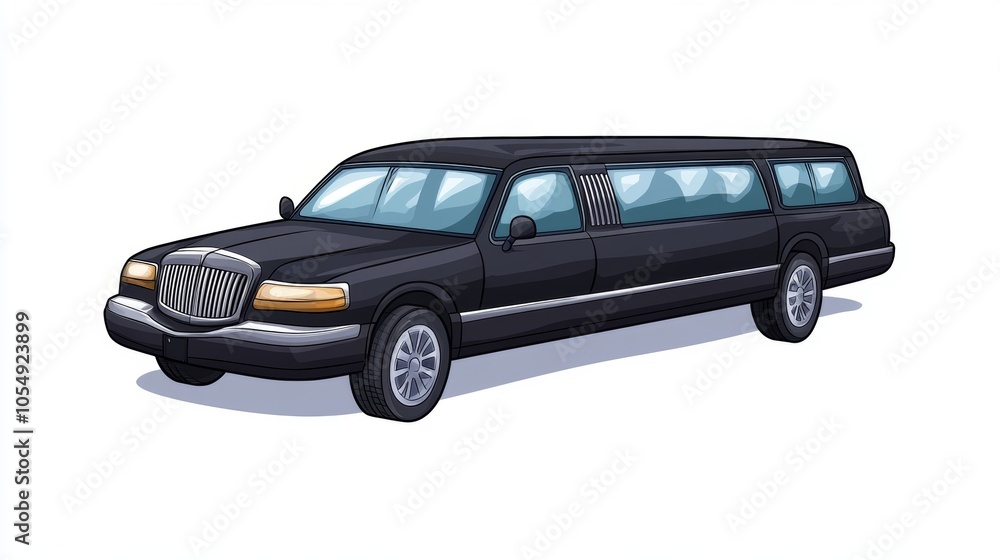 Obraz premium Black Limousine Car Illustration Luxury Transportation Icon