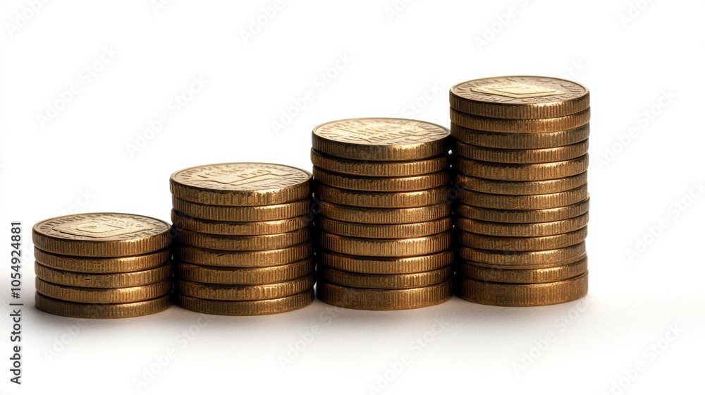 Golden Coins Stacked in Ascending Order Financial Growth Concept Golden Coins Stacked in Ascending Order Financial Growth Concept