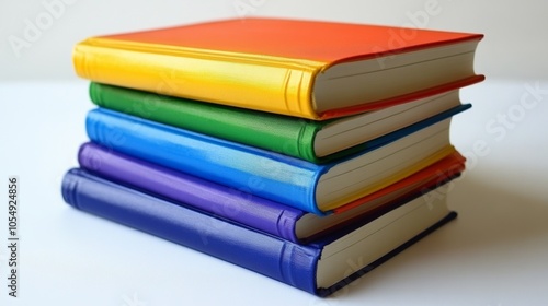 Rainbow Stacked Books Education Knowledge Literature Learning Colorful Bookshelf Study Library