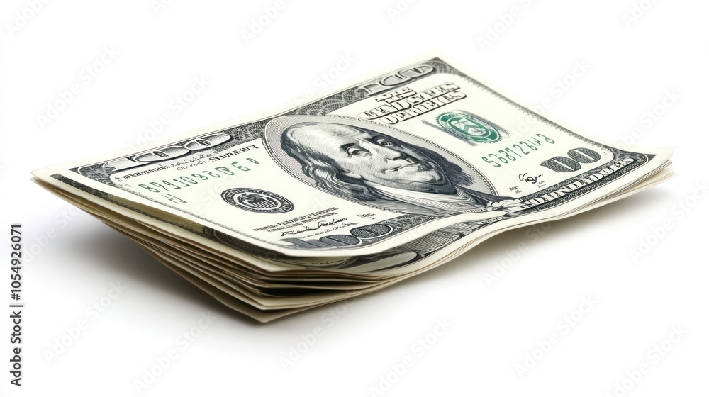 Scattered 100 dollar bills isolated, flying mid-air on a white background Scattered 100 dollar bills isolated, flying mid-air on a white background