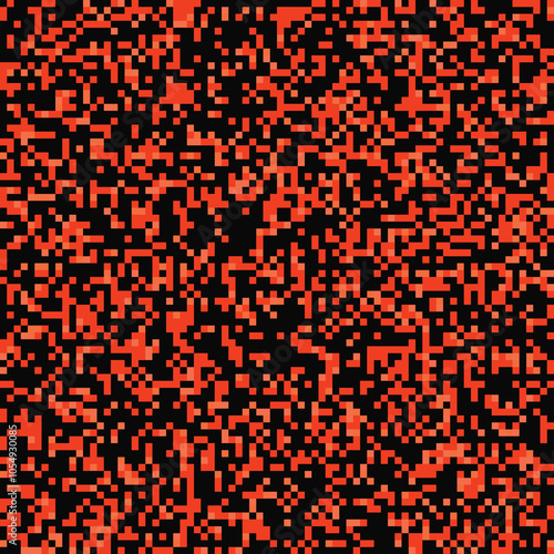 Seamless pixel colorful black and orange disruptive digital camo pattern vector