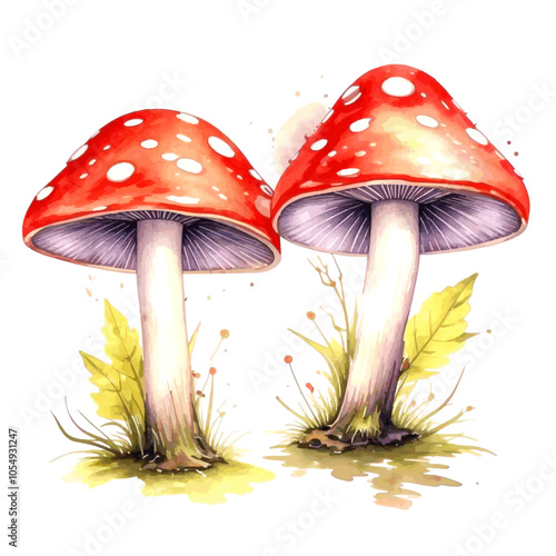 fly agaric mushrooms drawing