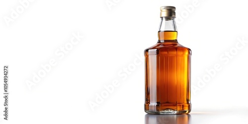 Whiskey bottle isolated on white background with shallow depth of field