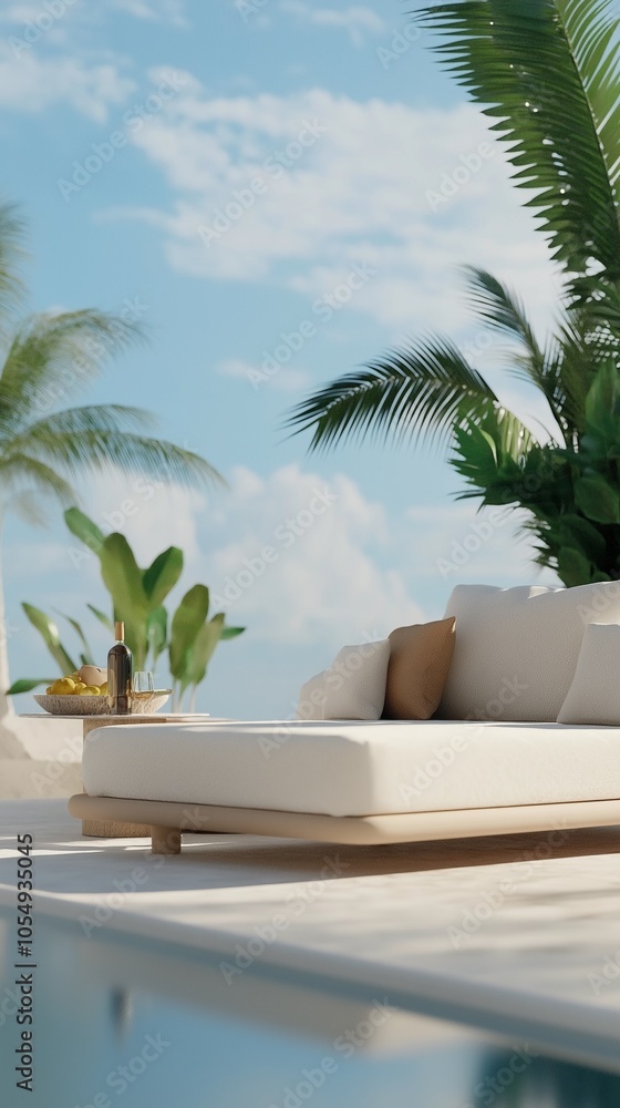 Fototapeta premium A modern outdoor living space with a minimalist design. 