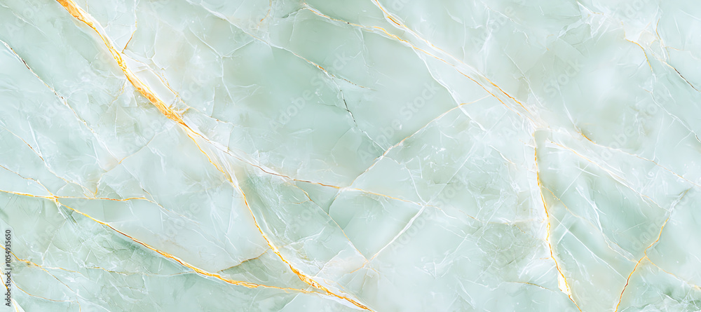 Obraz premium Elegant light green marble texture with subtle gold veins, perfect for backgrounds, designs, and architectural projects.