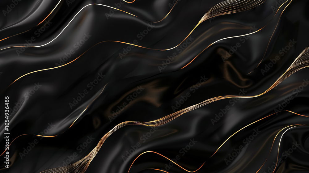 Fototapeta premium Abstract luxurious black line background.