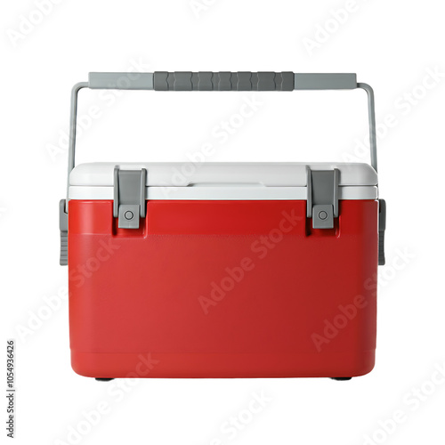 Large Red Ice Box On Transparent Background photo