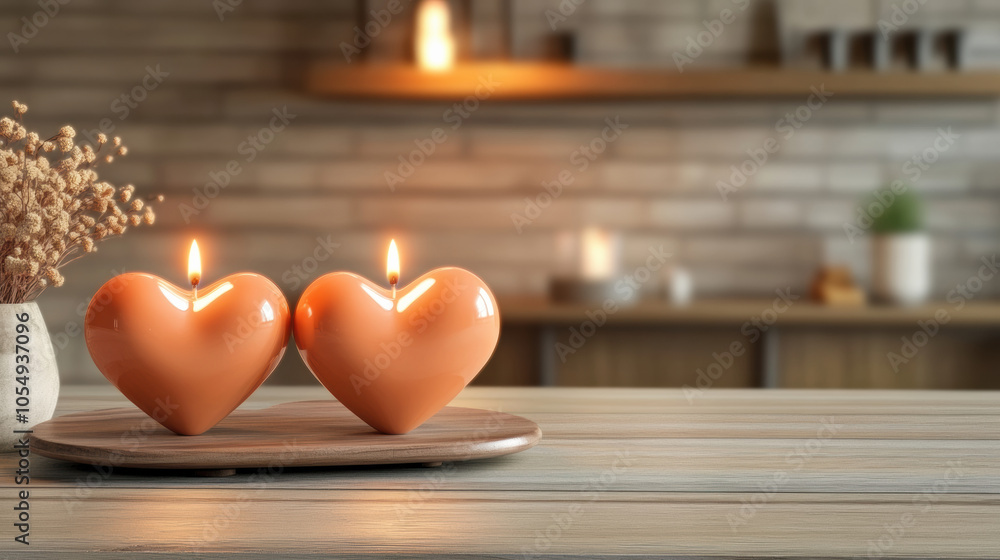 Romantic heart shaped candle holders with warm glow Romantic heart shaped candle holders with warm glow