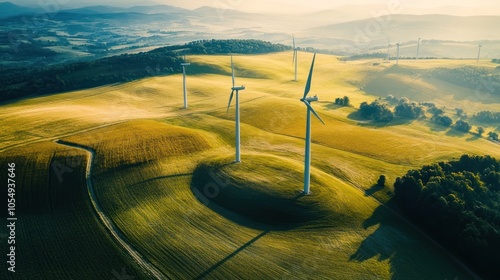 Obraz na płótnie Renewable energy investment with wind and solar projects, representing eco-friendly financial returns. w salonie