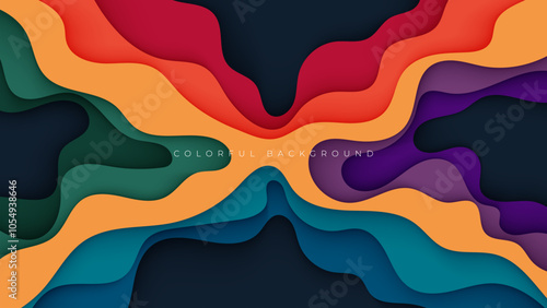 Abstract papercut background colorful wavy shape cutout design vector