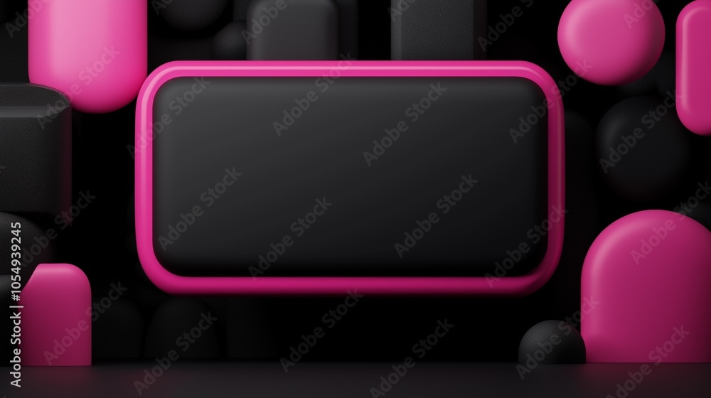 Fototapeta premium A plain black button with a pink edging.