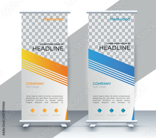 Modern roll up banner design template. flyer. pull up. presentation. brochure. poster. advertisement. print media	
