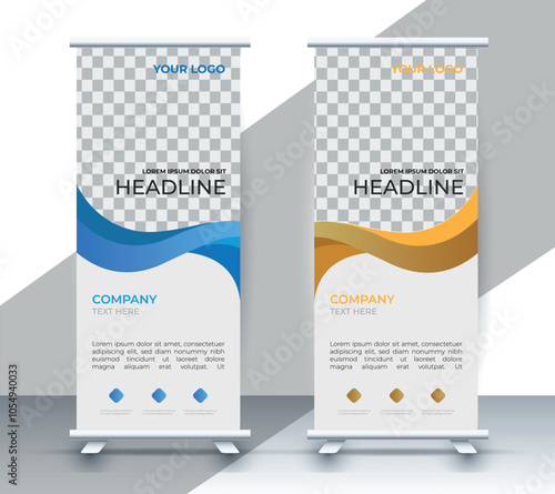 Modern roll up banner design template. flyer. pull up. presentation. brochure. poster. advertisement. print media	
