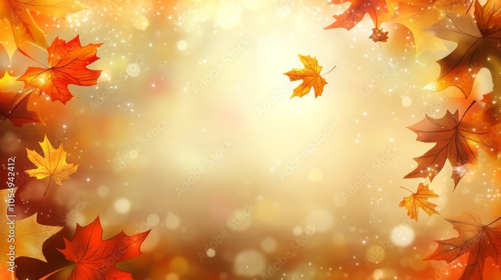 Obraz premium Gentle Fall Leaves in Warm Soft Focus Lighting