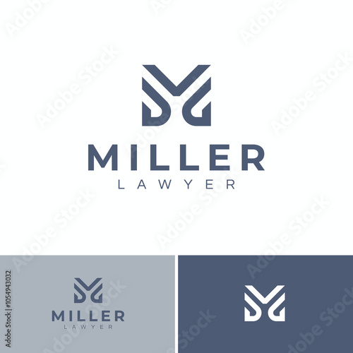 initial letter m for law logo design