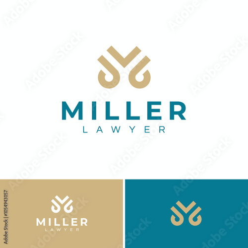 initial letter m for law logo design
