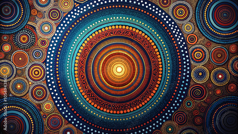 Fototapeta premium Tribal mandala-inspired design in earthy warm color palette